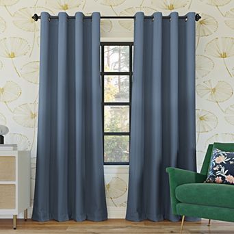 Sun Zero Oslo 100% Blackout Theater Grade Solid Grommet Single Curtain Panel