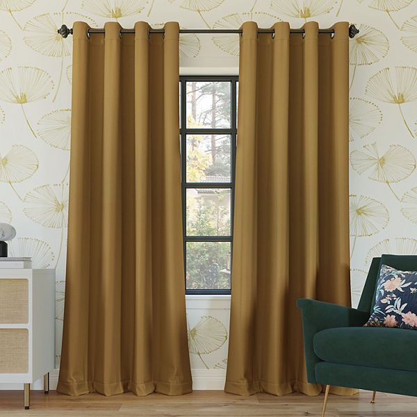 Sun Zero Oslo 100% Blackout Theater Grade Solid Grommet Single Curtain Panel - Gold (52X95)