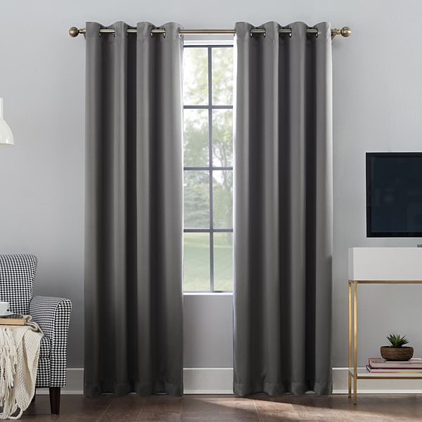 Sun Zero Oslo 100% Blackout Theater Grade Solid Grommet Single Curtain Panel - Gray (52X54)