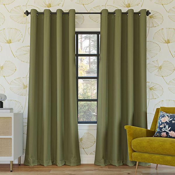 Sun Zero Oslo 100% Blackout Theater Grade Solid Grommet Single Curtain Panel - Sage Green (52X95)