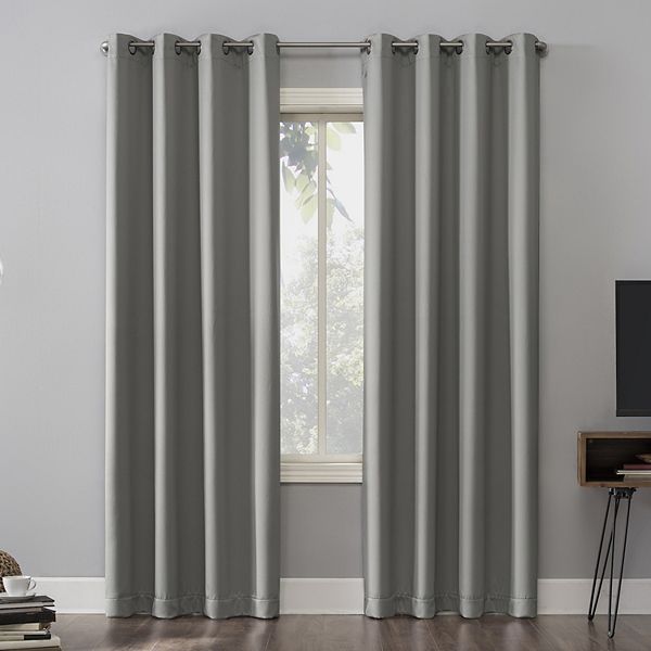 Sun Zero Oslo 100% Blackout Theater Grade Solid Grommet Single Curtain Panel - Silver Gray (52X54)