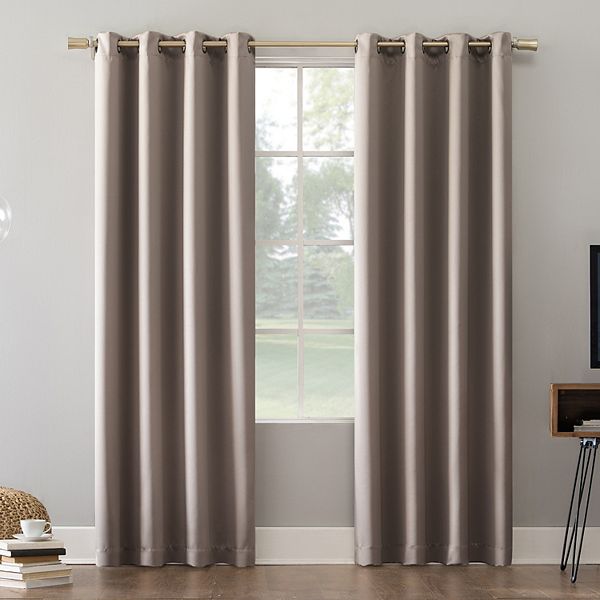 Sun Zero Oslo 100% Blackout Theater Grade Solid Grommet Single Curtain Panel - Stone (52X54)