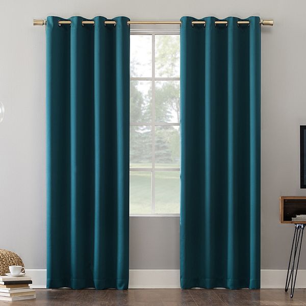 Sun Zero Oslo 100% Blackout Theater Grade Solid Grommet Single Curtain Panel - Teal (52X108)