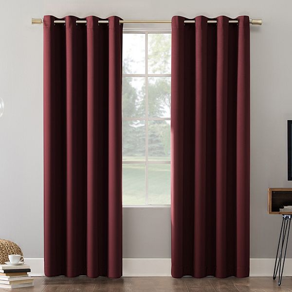 Sun Zero Oslo 100% Blackout Theater Grade Solid Grommet Single Curtain Panel - Wine (52X54)