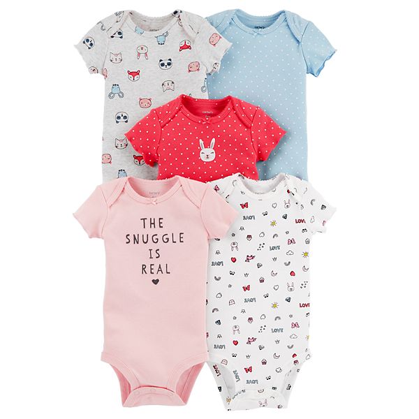 Baby Girl Carter's "The Snuggle Is Real" 5pack Graphic Bodysuits