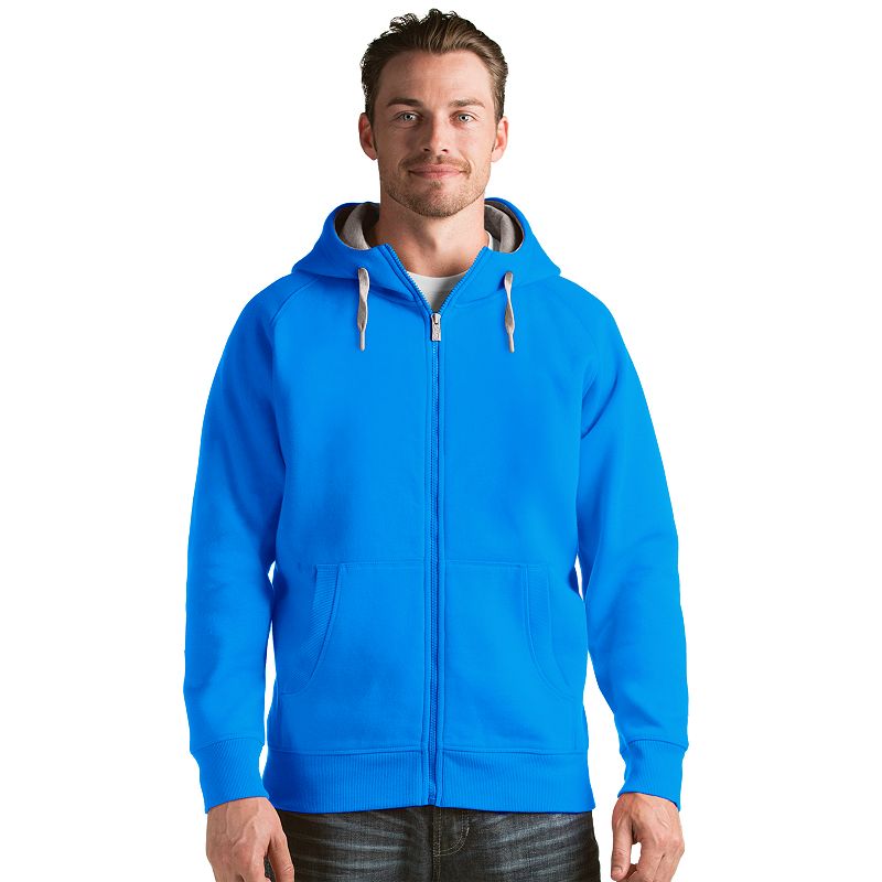 Mens Antigua Victory Full-Zip Hoodie, Size: Small, Light Blue
