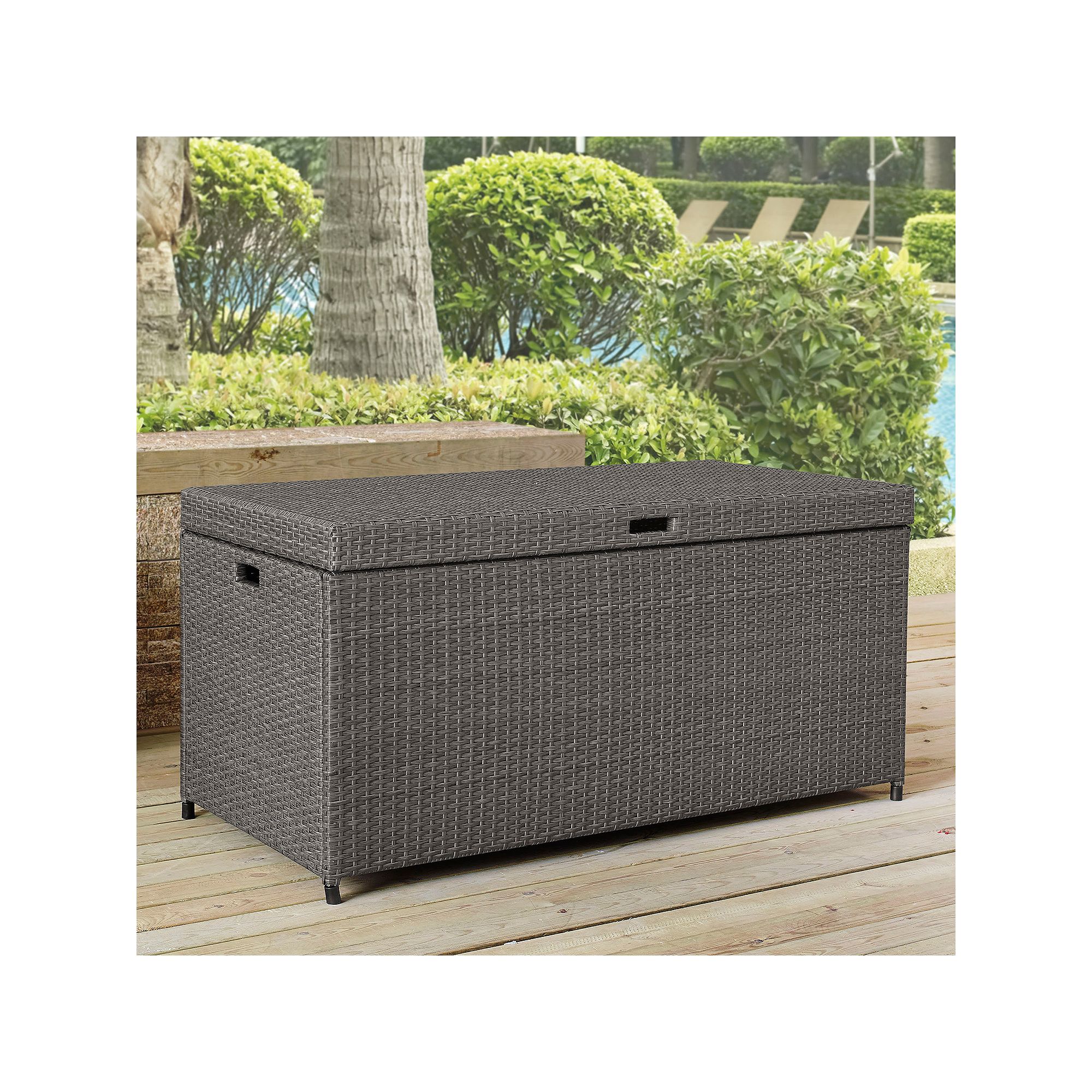 Crosley Palm Harbor Patio Wicker Storage Bin, Gray