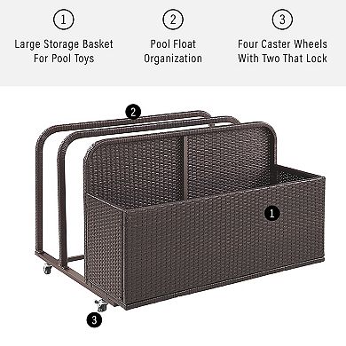 Crosley Furniture Palm Harbor Patio Wicker Float Caddy Storage Bin