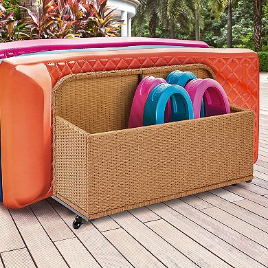 Crosley Furniture Palm Harbor Patio Wicker Float Caddy Storage Bin