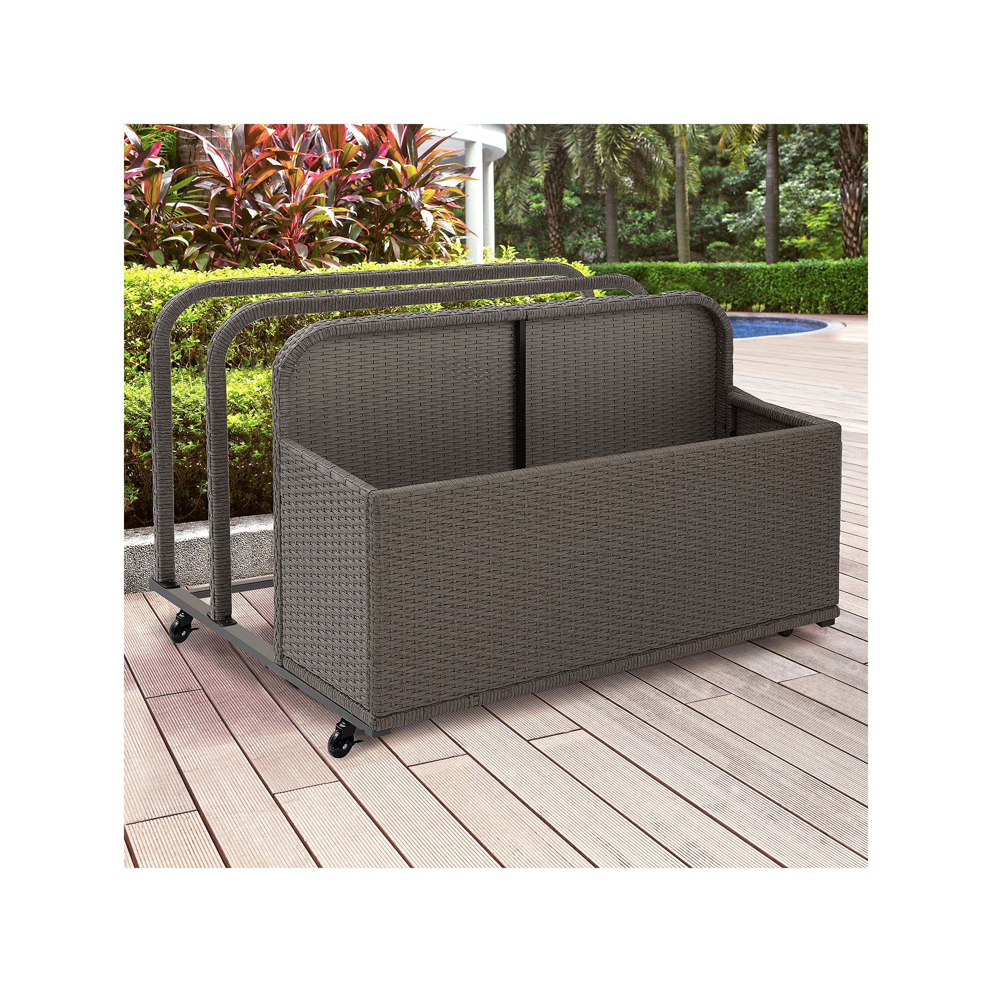 Crosley Palm Harbor Patio Wicker Float Caddy Storage Bin, Gray