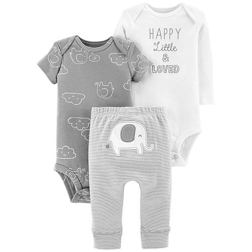 Baby Carter's 3piece. Elephant Bodysuit & Pants Set