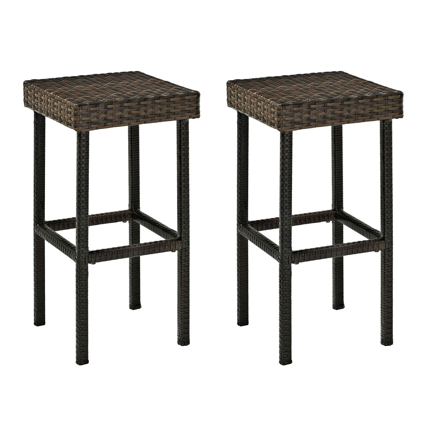 Crosley Furniture Palm Harbor Patio Wicker Bar Stool 2 Piece Set