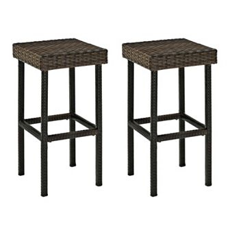 Crosley Palm Harbor Patio Wicker Bar Stool 2 pc Set