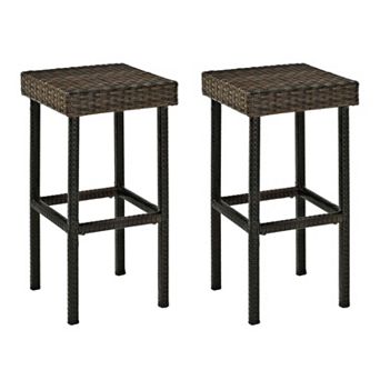 Crosley Palm Harbor Patio Wicker Bar Stool 2 pc Set