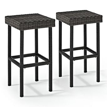Crosley Palm Harbor Patio Wicker Bar Stool 2 pc Set