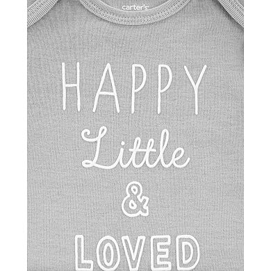 Baby Carter's "Happy, Little & Loved" Tee, Hooded Cardigan & Word-Print Pants Set