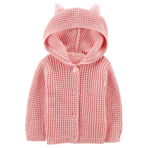 Baby Girl Carter's Hooded Textured Cardigan
