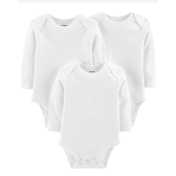 Baby Carter's 3-pack Textured White Bodysuits