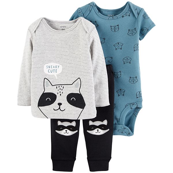 Baby Boy Carter's Raccoon Tee, Bodysuit & Pants Set