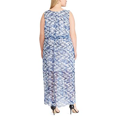 Plus Size Chaps Print Blouson Maxi Dress