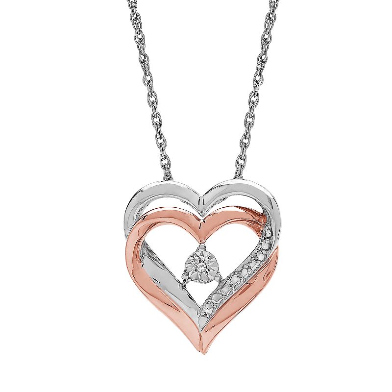 Two Hearts Forever 1 Diamond Accent Heart Pendant Necklace, Womens, Size: