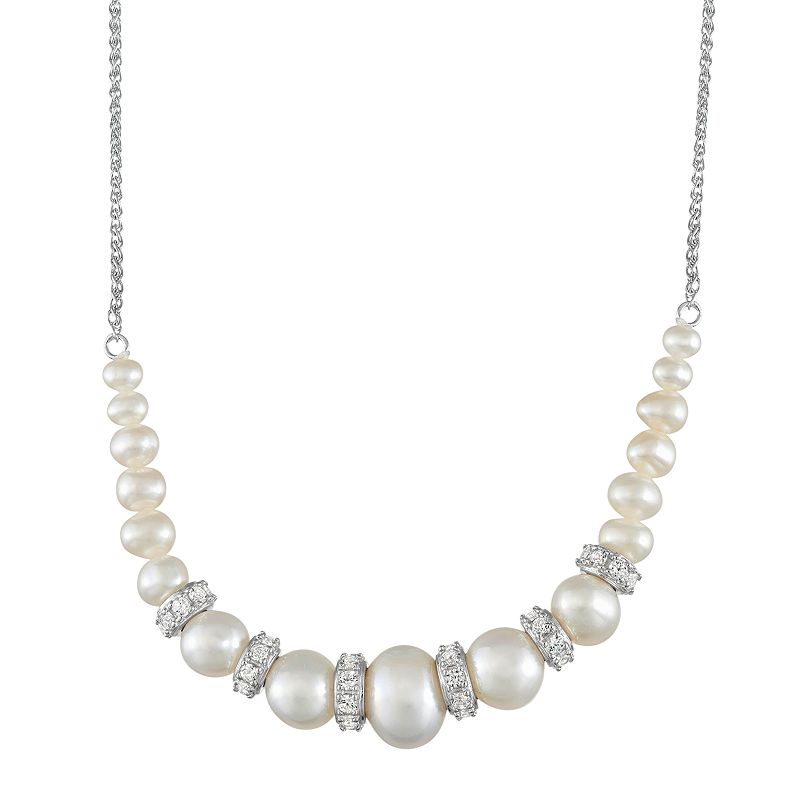 Sterling Silver Freshwater Cultured Pearl Graduated Necklace, Womens, Siz