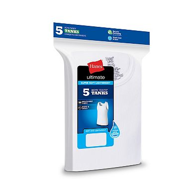 Hanes Ultimate Boys' 5-Pack Soft & Lightweight White Tank Undershirt
