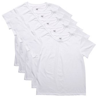 Boys Hanes® 5 Pack Ultimate Moisture Wicking White Crewneck Undershirt