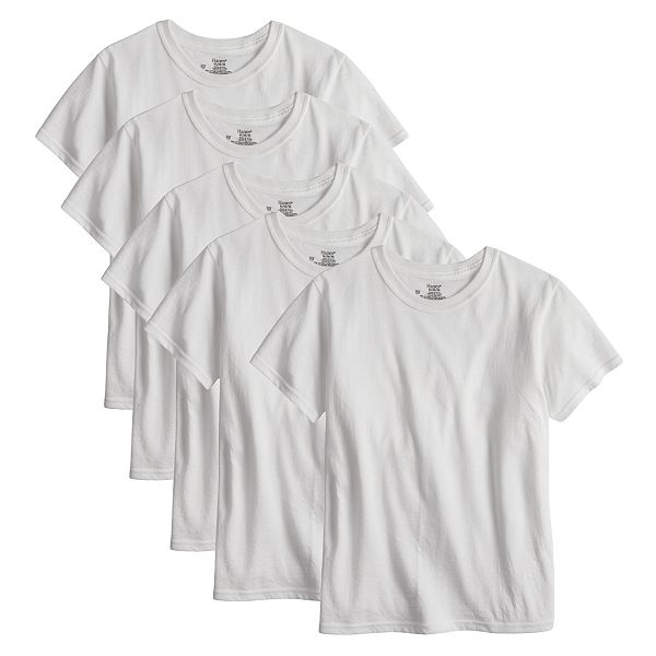Pack of 10 Hanes Tagless Kids Boys Girls T Shirts Tees Black White 100% Cotton 
