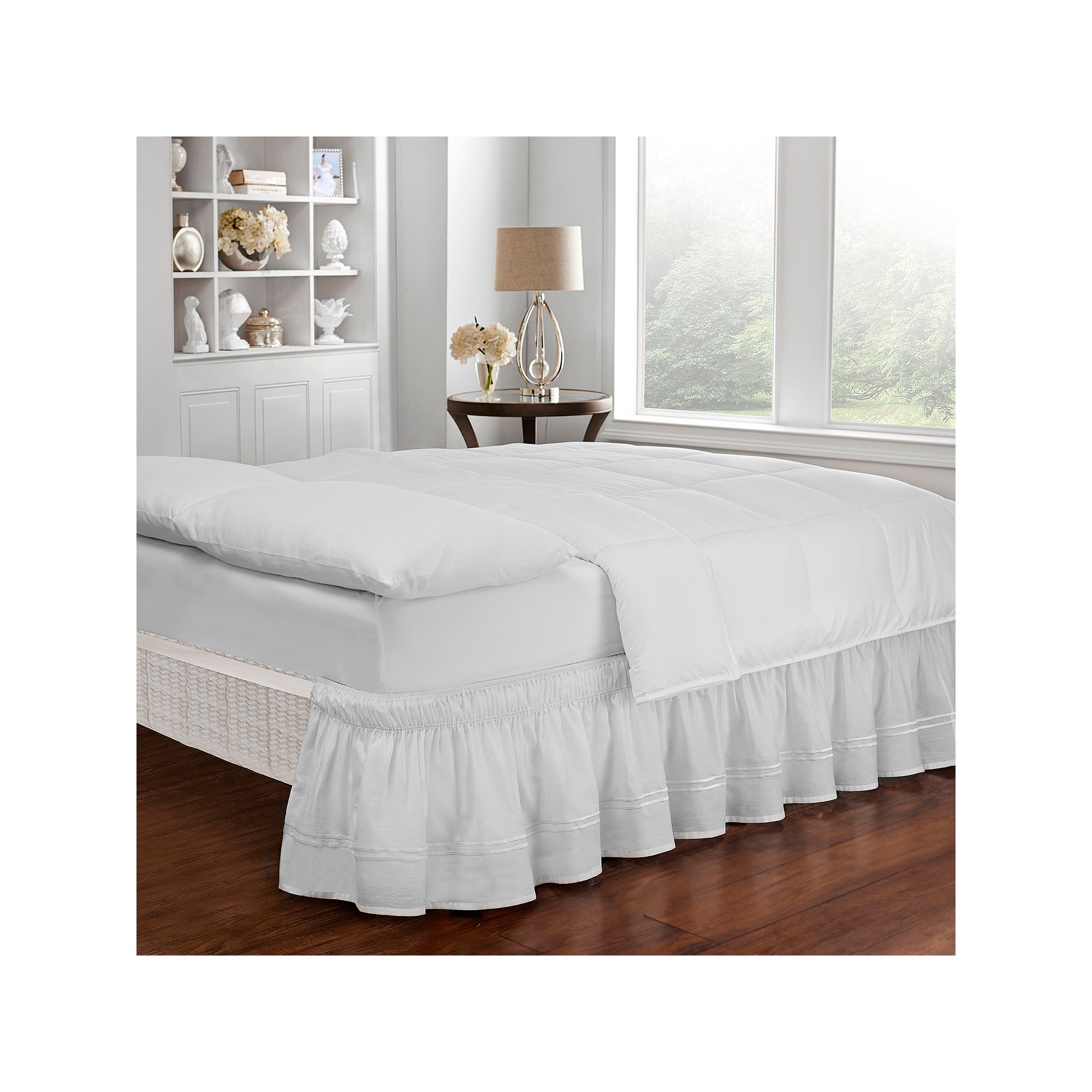 54225001 EasyFit Baratta Stitch Embroidered Bedskirt, Size: sku 54225001