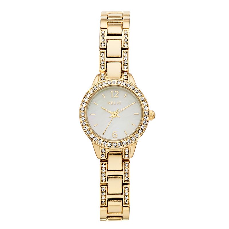Relic by Fossil Women's Tenley Crystal Accent Watch, Size: Small, Gold Tone