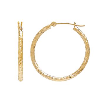 gold hoop everlasting textured 14k earrings tube