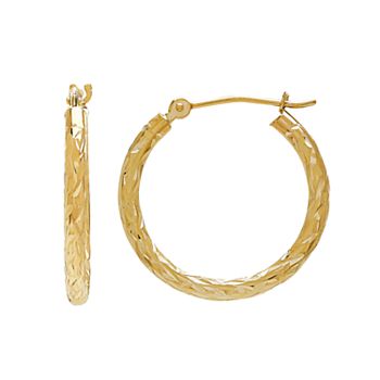 gold everlasting textured hoop 14k earrings
