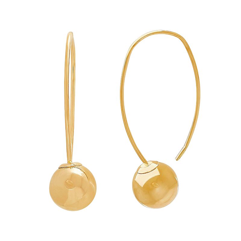 Everlasting Gold 14k Gold Wire & Ball Drop Earrings, Womens, Yellow
