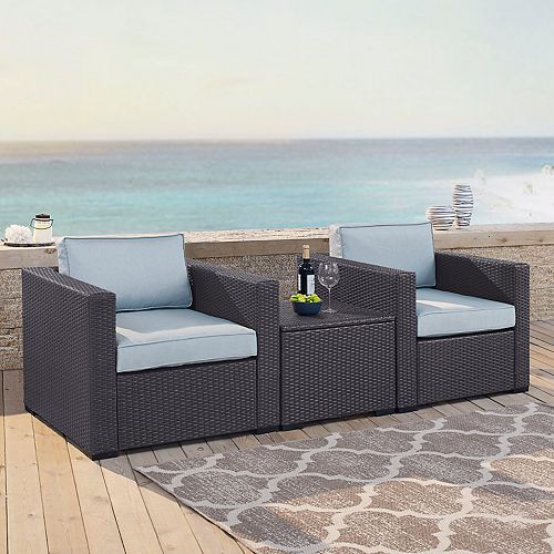 Crosley Furniture Biscayne Patio Wicker Chair & Coffee Table 3piece Set