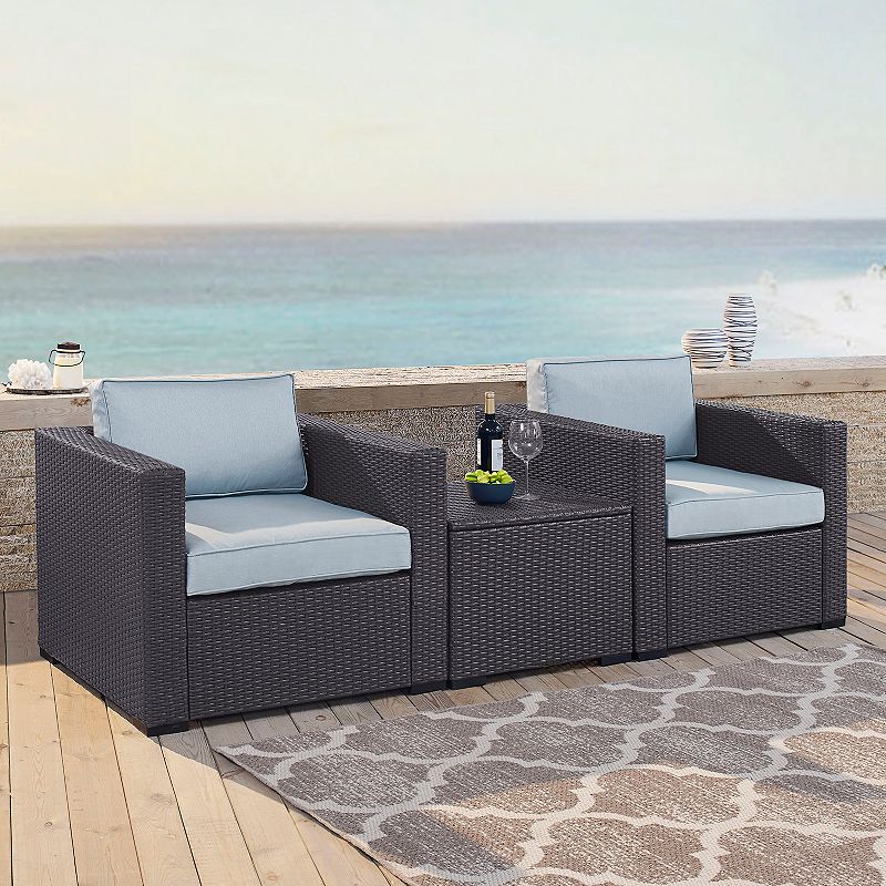 Crosley Furniture Biscayne Patio Wicker Chair & Coffee Table 3-piece Set, G