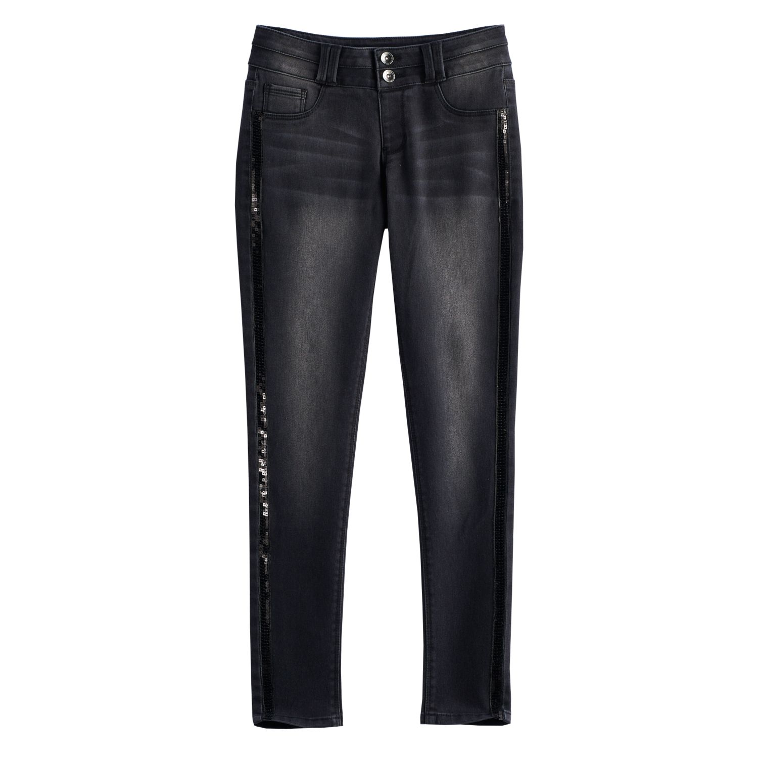 black skinny jeans with stripe