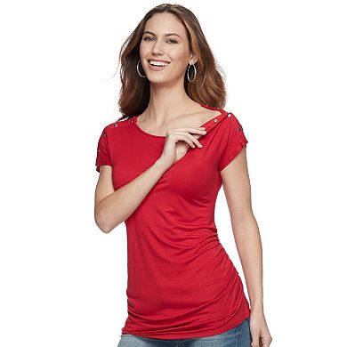 Maternity a:glow Ruched Snap-Shoulder Nursing Tee