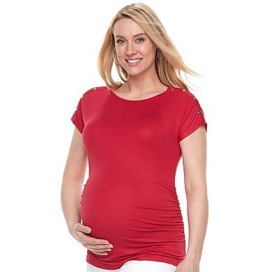 Maternity a:glow Ruched Snap-Shoulder Nursing Tee
