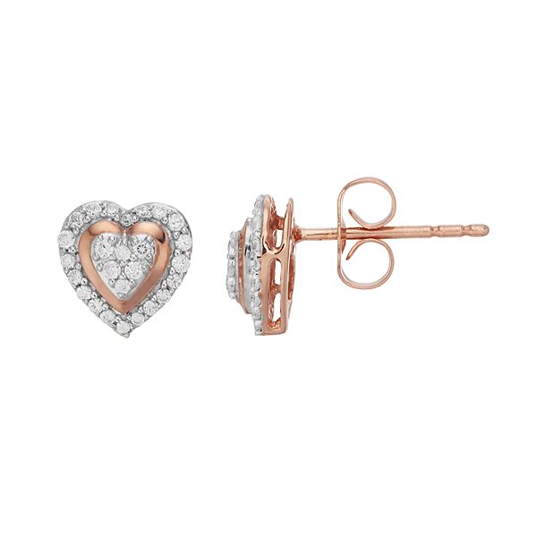 Everly 10K Rose Gold & 0.25 CT. T.W. Diamond Clover Heart Stud