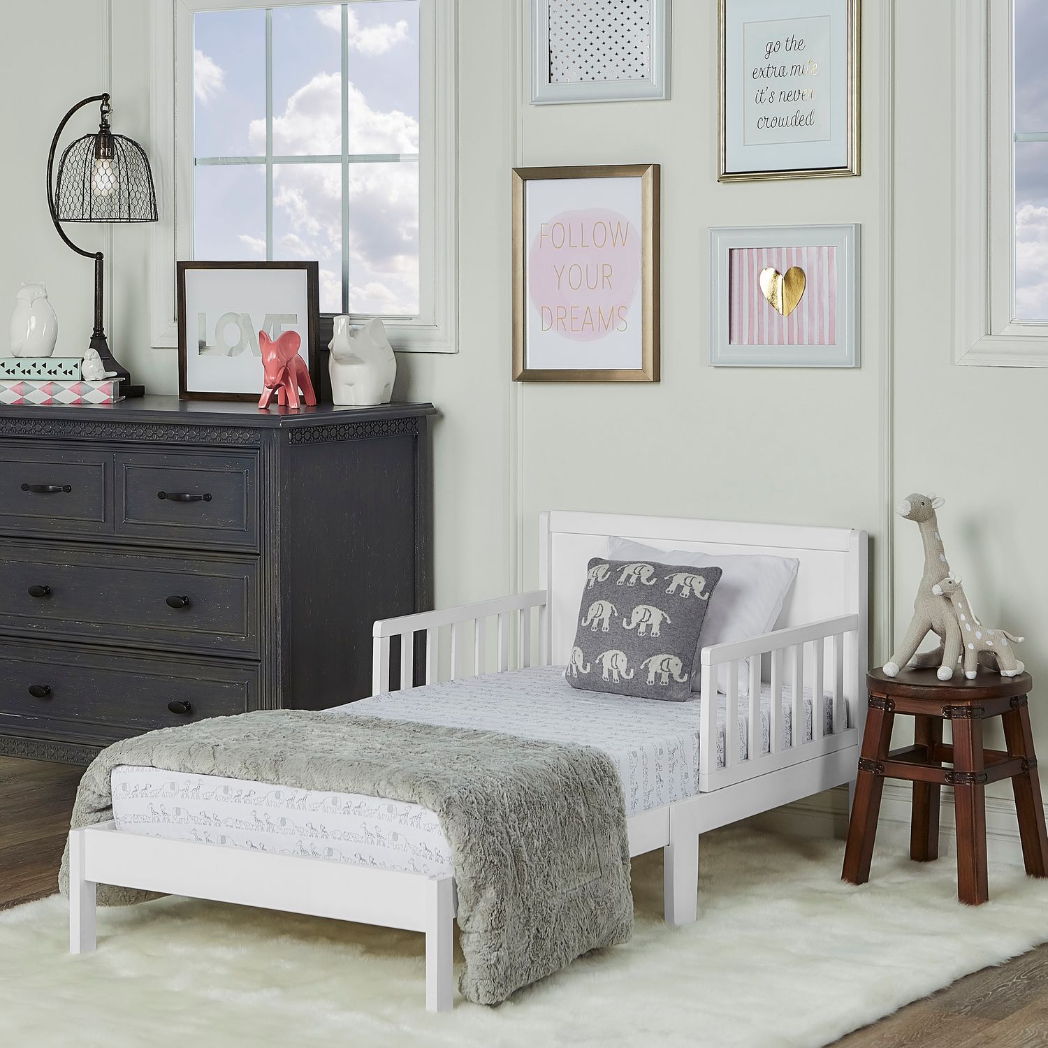 toddler bed grey