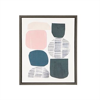 Intelligent Design Grey Rock Garden Abstract Framed Canvas Wall Art 2 pc Set