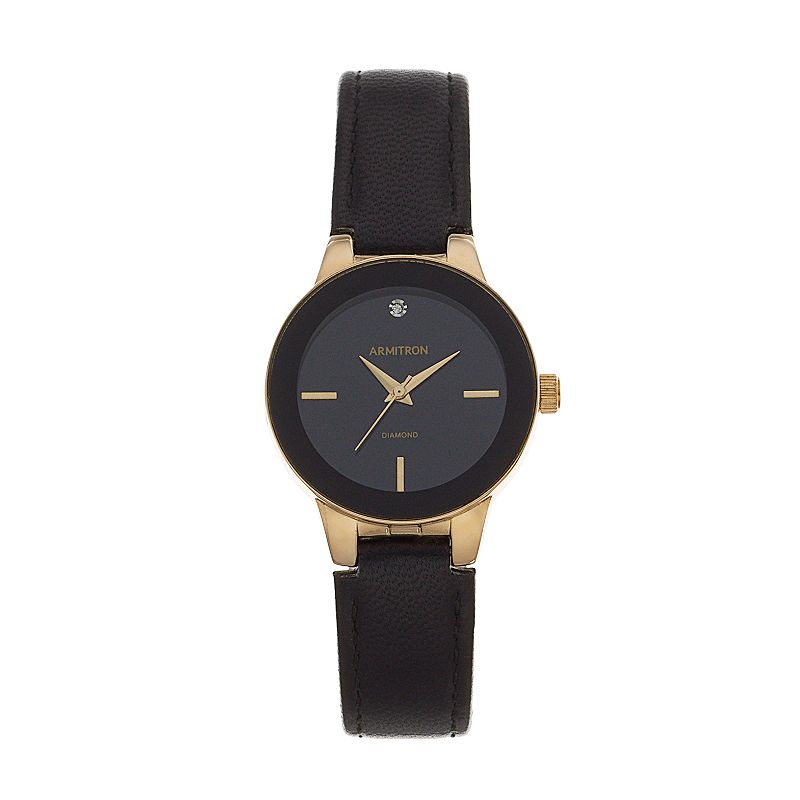 Armitron Women's Diamond Accent Leather Watch - 75/5410BKGPBK, Size: Small, Black