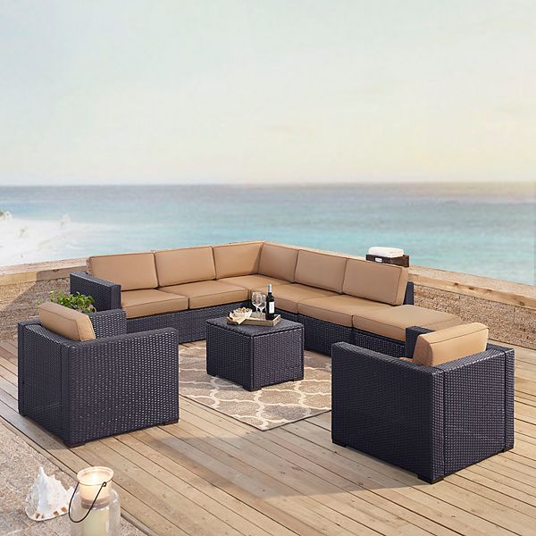 Crosley Furniture Biscayne Patio Wicker Loveseat, Chair, Coffee Table ...