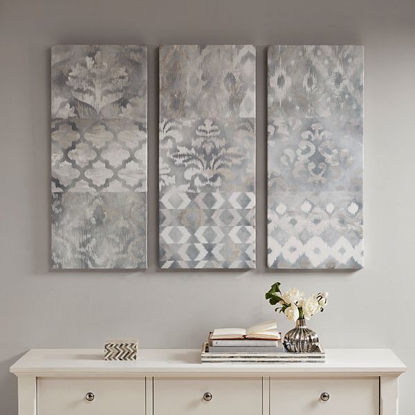 Madison Park Watercolor Ikat Canvas Wall Art 3-Piece Set