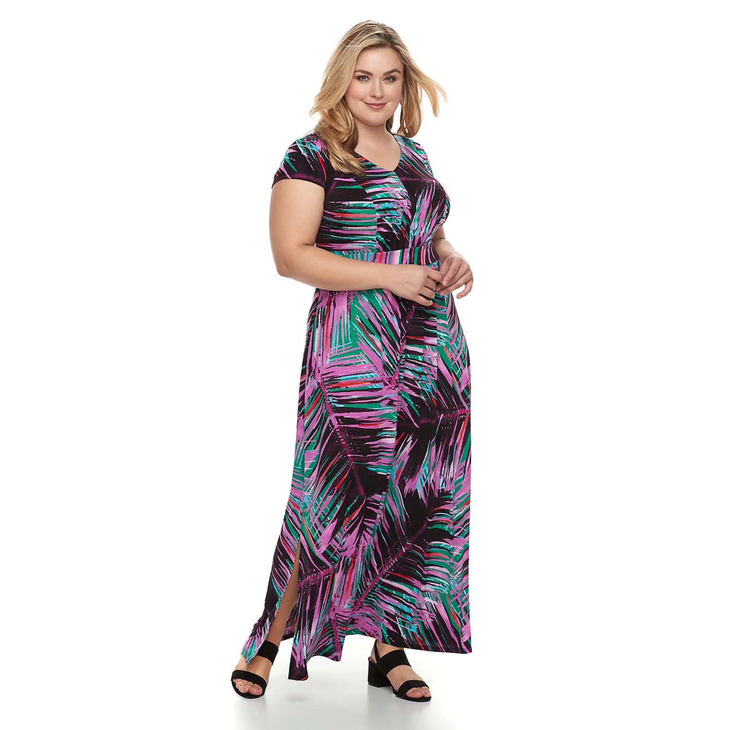 plus size shirred maxi dress