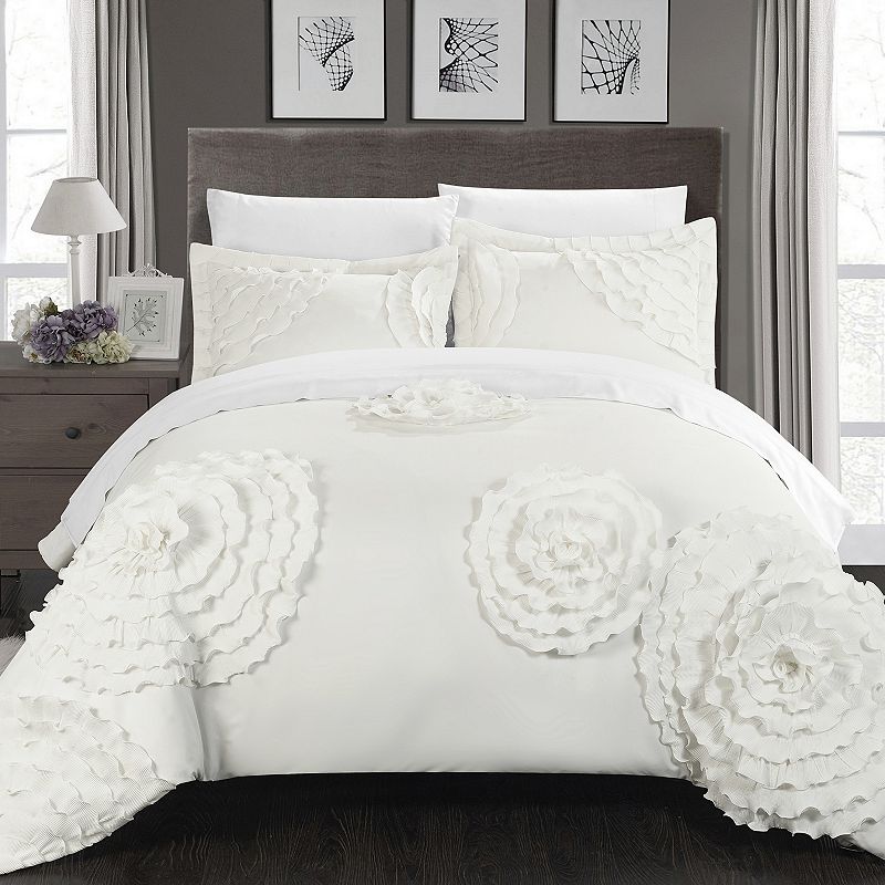 Birdy 3-piece Duvet Cover Set, White, Queen