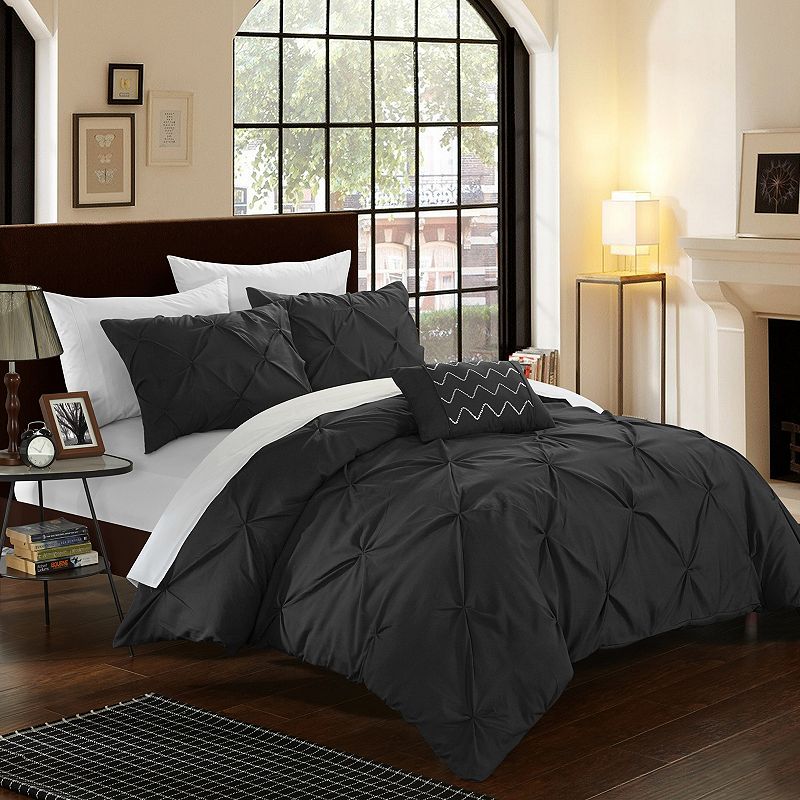 76324760 Chic Home Daya Duvet Cover Set, Black, Queen sku 76324760