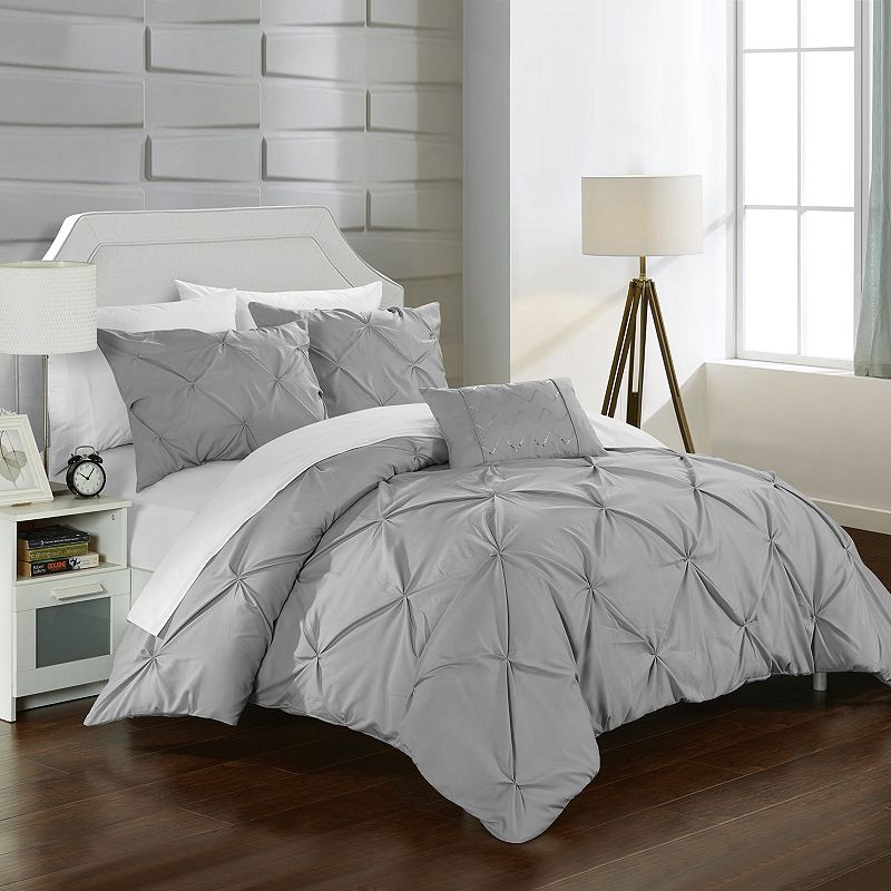 39189115 Chic Home Daya Duvet Cover Set, Silver, King sku 39189115