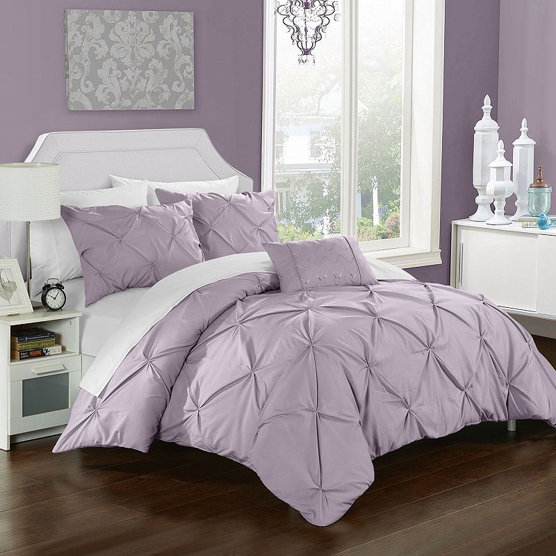 42837299 Chic Home Daya Duvet Cover Set, Med Purple, King sku 42837299